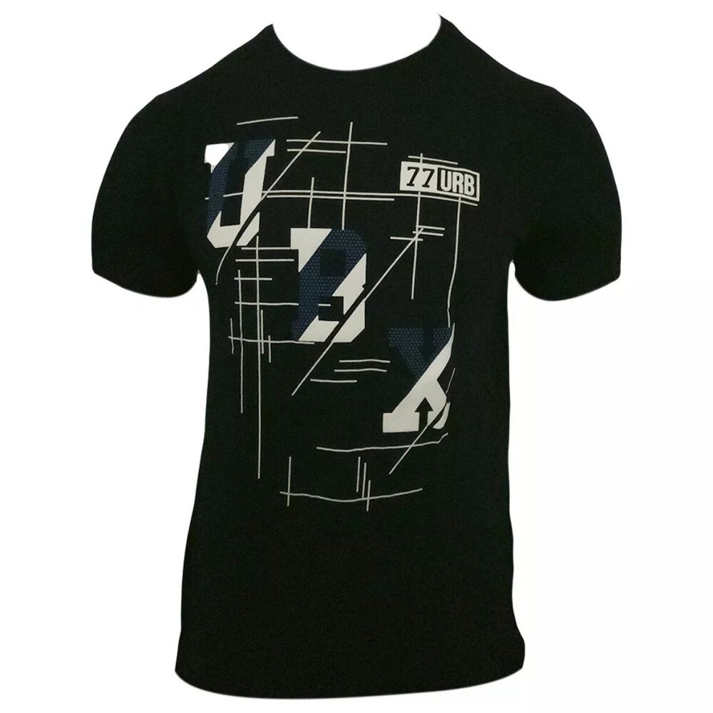 NWT URBAN X 77 FASHION MEN'S BLACK CREW NECK SHORT SLEEVE T-SHIRT SIZE S XL